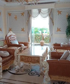 Sofa cổ điển dát vàng bọc nệm GVSF253