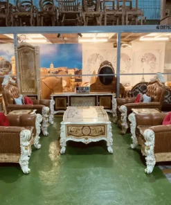 Sofa cổ điển dát vàng bọc nệm GVSF253