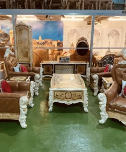 Sofa cổ điển dát vàng bọc nệm GVSF253