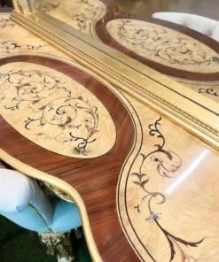 Bàn phấn cổ điển Versailles sơn trắng dát vàng GVBP021