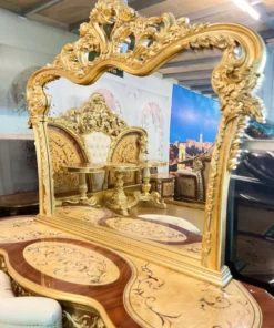 Bàn phấn cổ điển Versailles sơn trắng dát vàng GVBP021