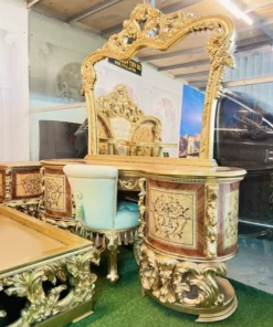 Bàn phấn cổ điển Versailles sơn trắng dát vàng GVBP021