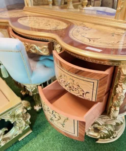 Bàn phấn cổ điển Versailles sơn trắng dát vàng GVBP021