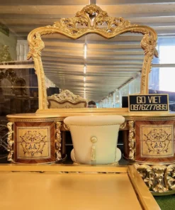 Bàn phấn cổ điển Versailles sơn trắng dát vàng GVBP021