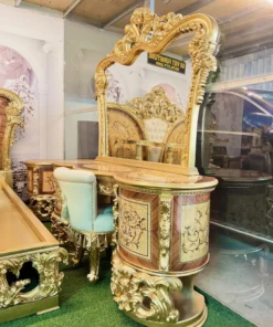 Bàn phấn cổ điển Versailles sơn trắng dát vàng GVBP021