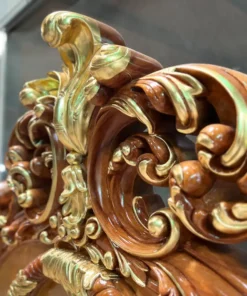 Giường ngủ cổ điển dát vàng cẩn veneer GVGN054