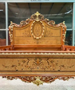 Giường ngủ cổ điển dát vàng cẩn veneer GVGN054