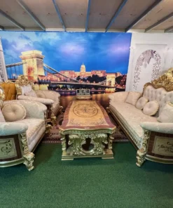 Sofa cổ điển hoàng gia Versailles dát vàng bọc nệm GVSF025