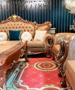 Sofa cổ điển dát vàng bọc nệm GVSF181