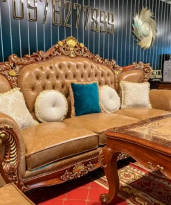 Sofa cổ điển dát vàng bọc nệm GVSF181