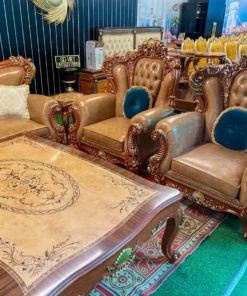 Sofa cổ điển dát vàng bọc nệm GVSF181