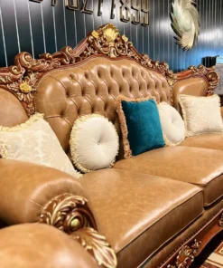 Sofa cổ điển dát vàng bọc nệm GVSF181