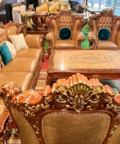 Sofa cổ điển dát vàng bọc nệm GVSF181