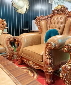 Sofa cổ điển dát vàng bọc nệm GVSF181