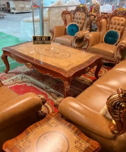 Sofa cổ điển dát vàng bọc nệm GVSF181
