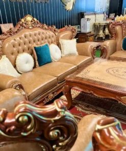 Sofa cổ điển dát vàng bọc nệm GVSF181