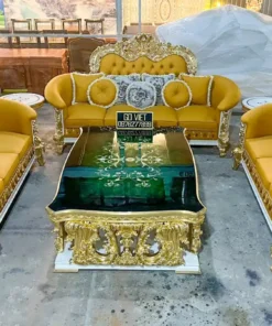 Sofa cổ điển bọc nệm dát vàng GVSF184