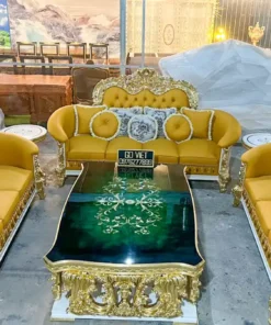 Sofa cổ điển bọc nệm dát vàng GVSF184
