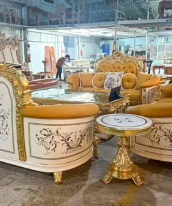 Sofa cổ điển bọc nệm dát vàng GVSF184