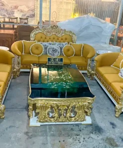Sofa cổ điển bọc nệm dát vàng GVSF184