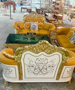 Sofa cổ điển bọc nệm dát vàng GVSF184