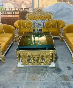 Sofa cổ điển bọc nệm dát vàng GVSF184