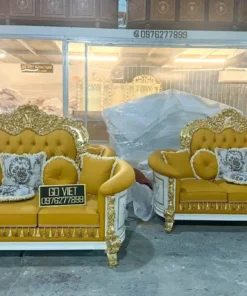 Sofa cổ điển bọc nệm dát vàng GVSF184