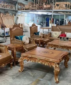 Sofa tân cổ điển dát vàng bọc nệm GVSF034