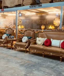 Sofa tân cổ điển dát vàng bọc nệm GVSF034