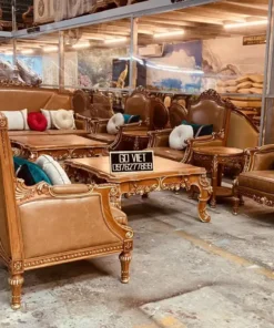 Sofa tân cổ điển dát vàng bọc nệm GVSF034