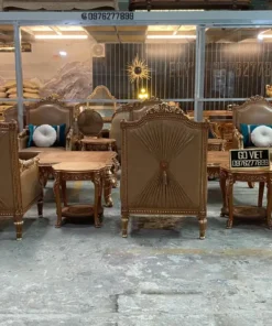 Sofa tân cổ điển dát vàng bọc nệm GVSF034