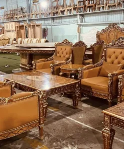 Sofa tân cổ điển dát vàng bọc nệm GVSF033