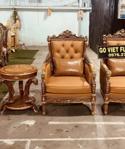 Sofa tân cổ điển dát vàng bọc nệm GVSF033