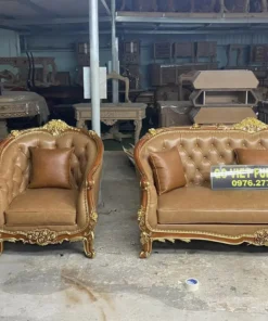 Sofa tân cổ điển dát vàng bọc nệm GVSF036