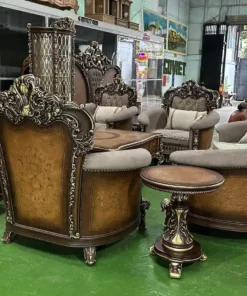 Sofa tân cổ điển bọc nệm dát vàng GVSF039