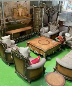 Sofa tân cổ điển bọc nệm dát vàng GVSF039