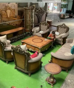 Sofa tân cổ điển bọc nệm dát vàng GVSF039