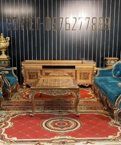 Sofa tân cổ điển dát vàng bọc nệm GVSF041