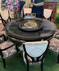 Bàn ăn tân cổ điển tròn 10 ghế GVBBA021